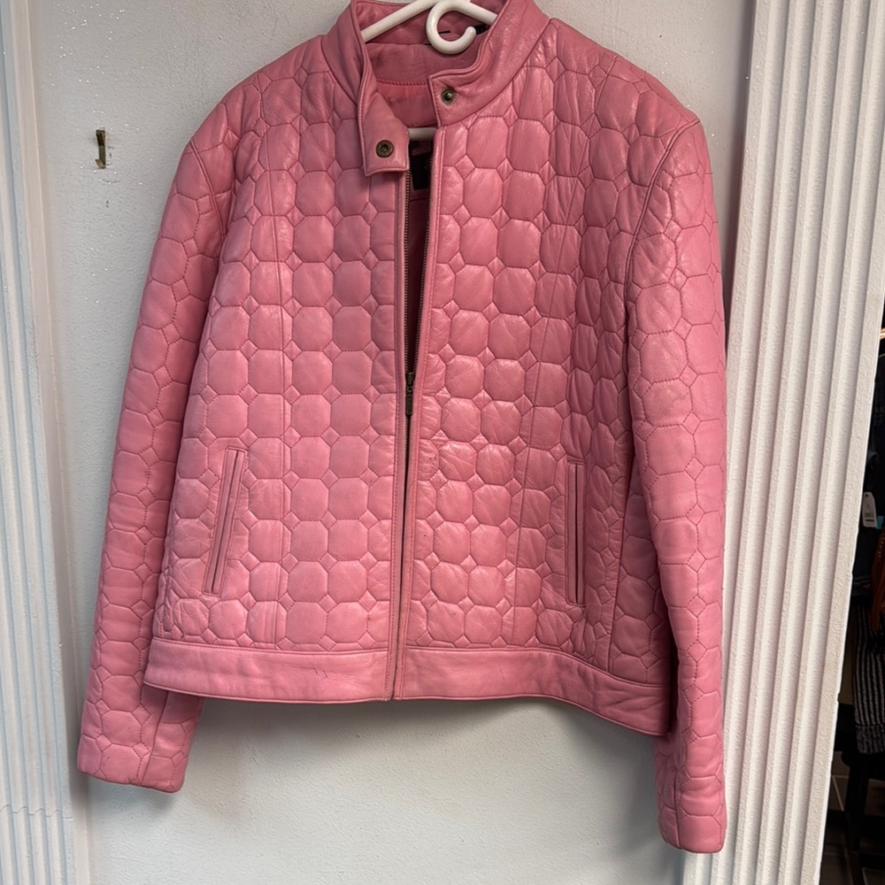 Pink Quilted Leather Women's Jacket